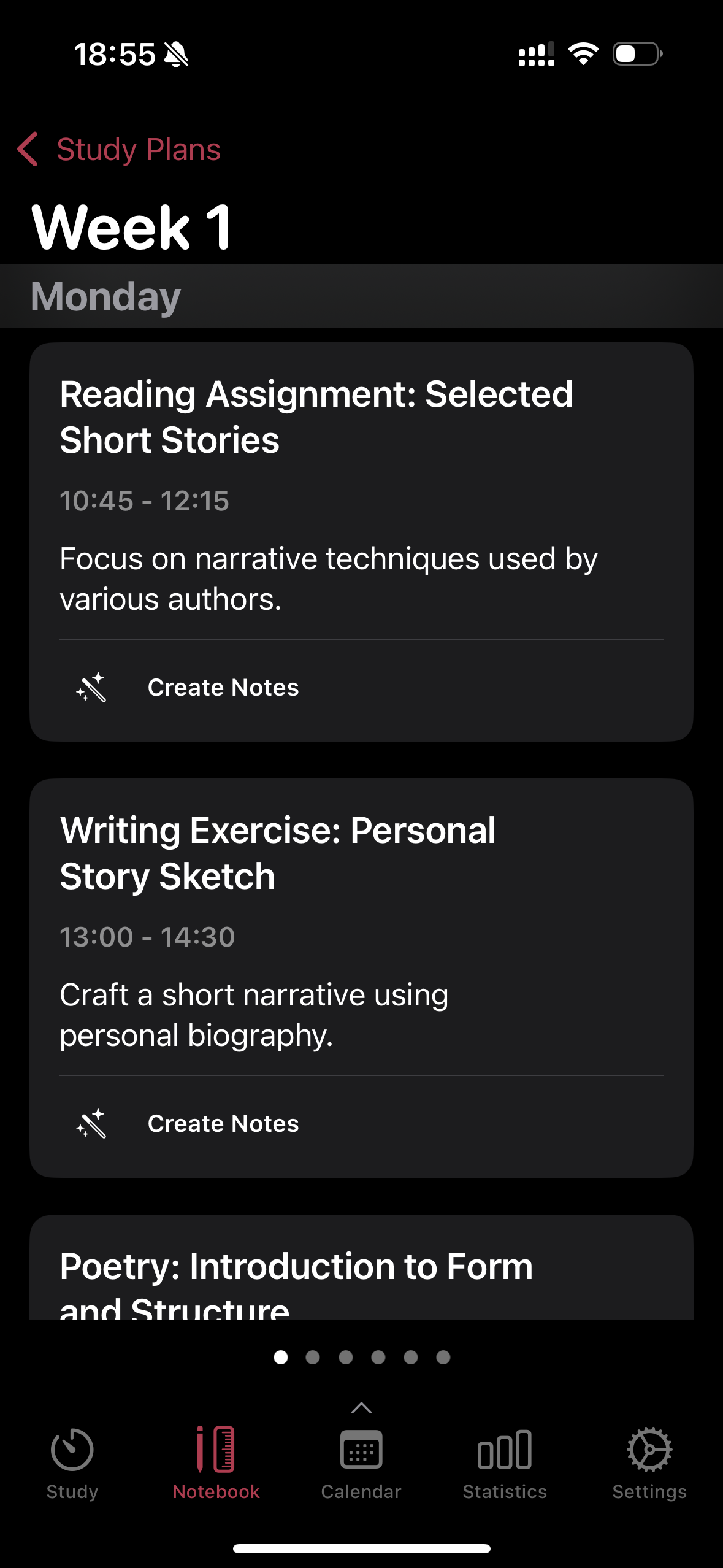 Create Notes button